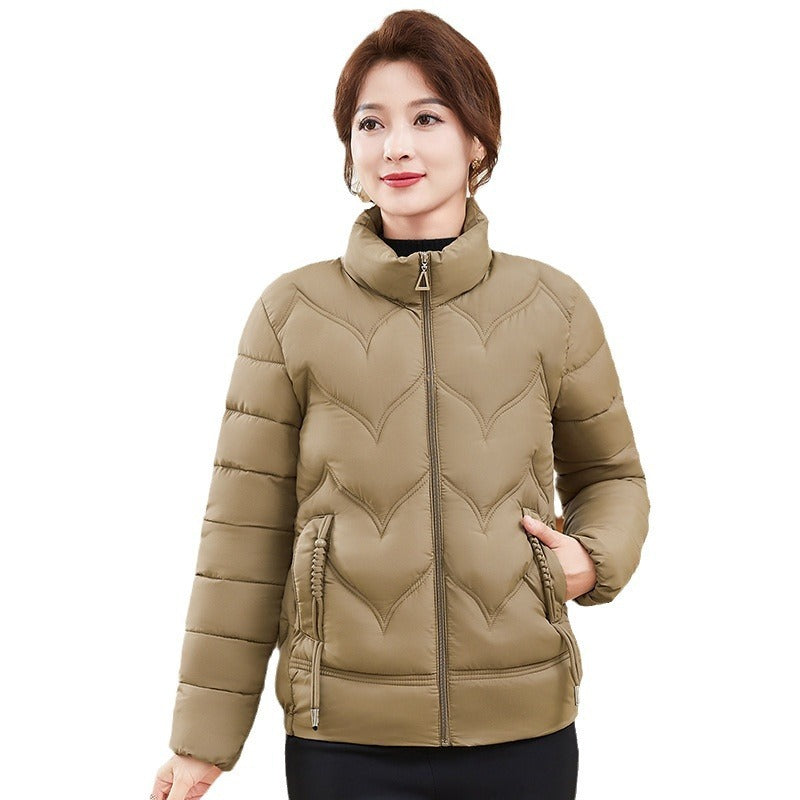 Fashion Stand Collar Pure Color Cotton Clothing Women