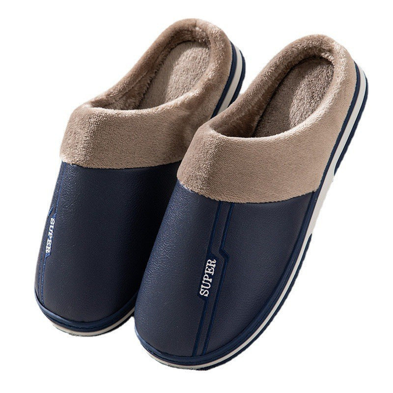 Winter Oversized Cotton Slippers Male PU