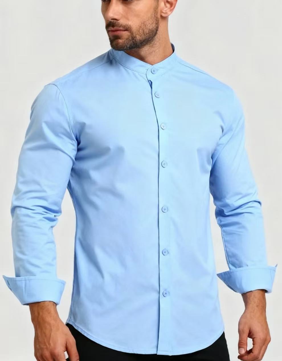 Teenage Men's Stand-up Collar Shirt