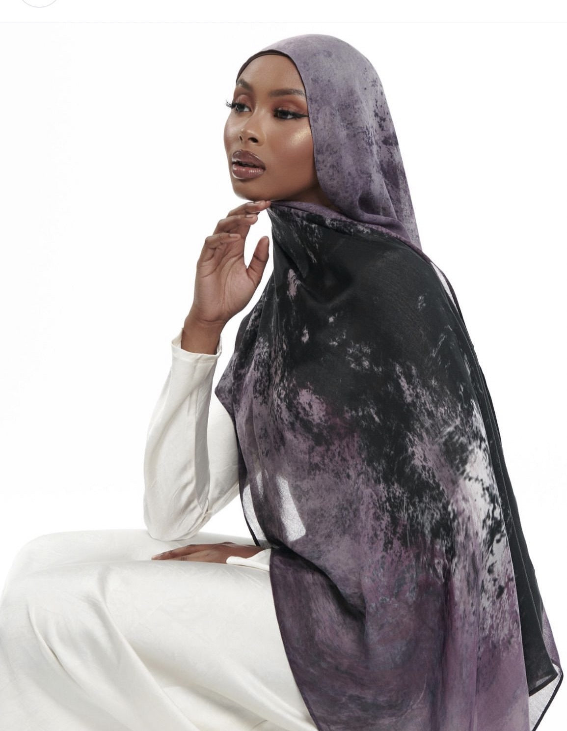 Watercolor Series Satin Polyester Ethnic Shawl