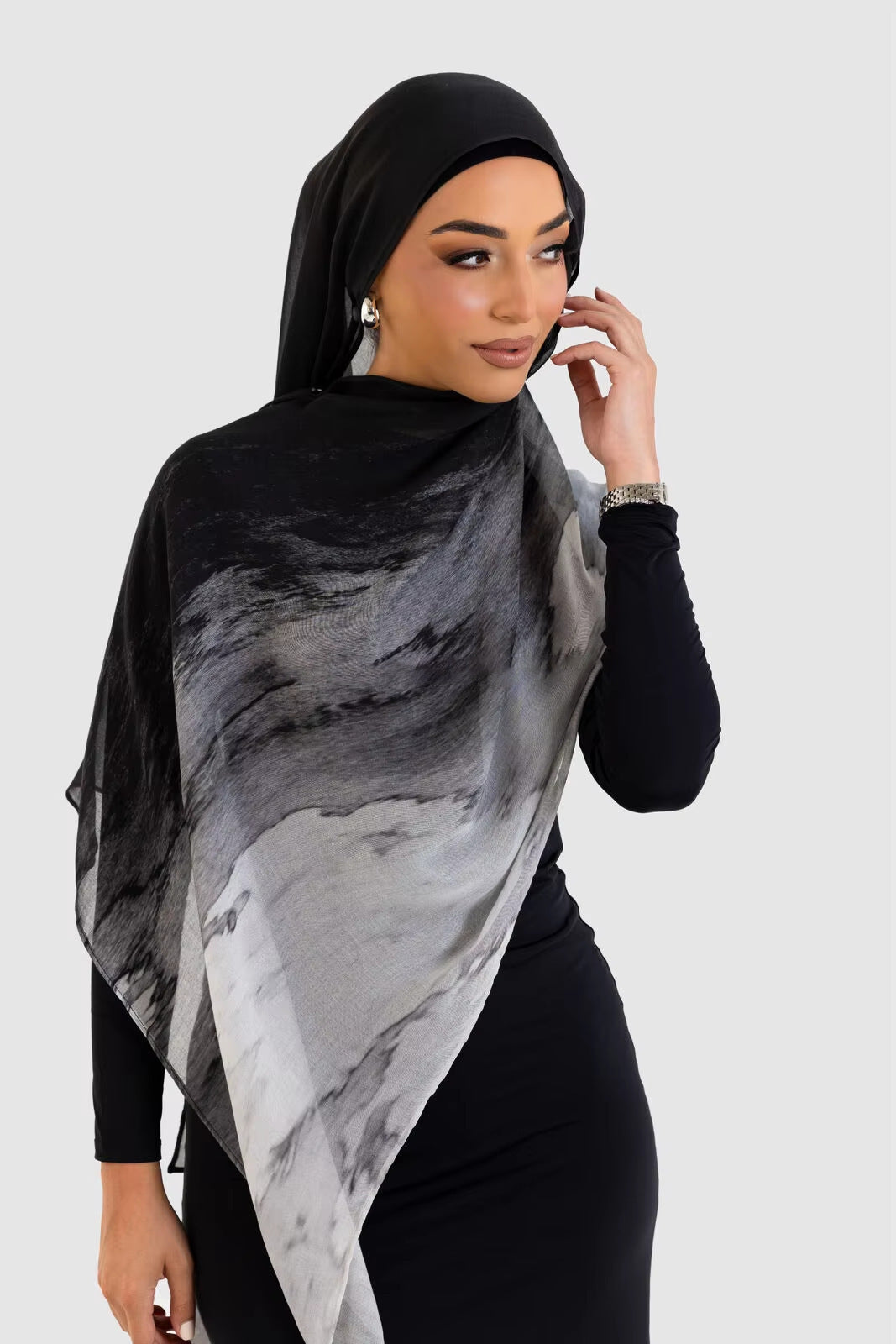 Watercolor Series Satin Polyester Ethnic Shawl