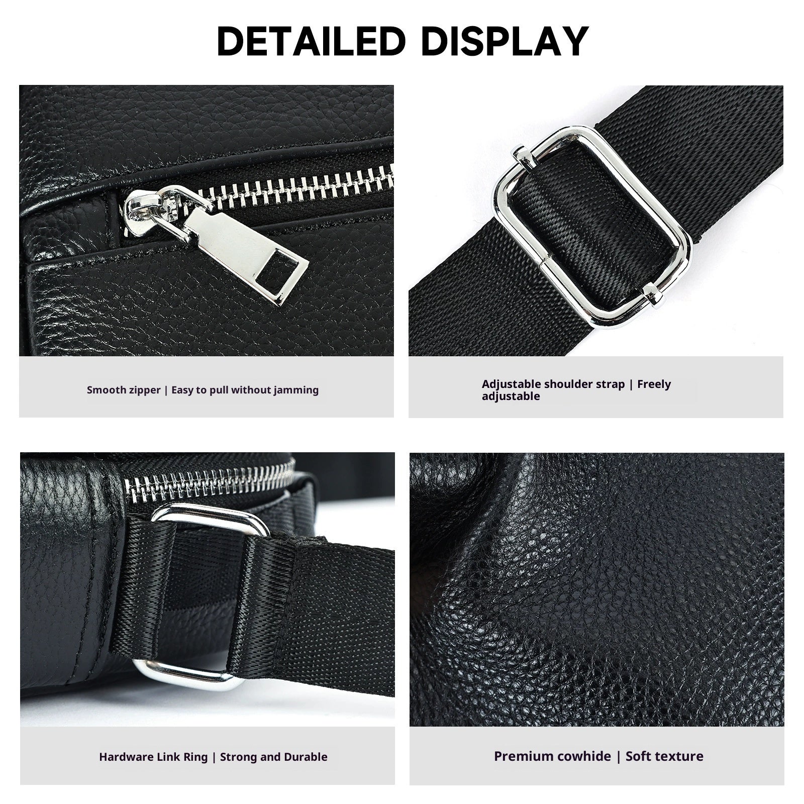 Men's First Layer Cowhide Crossbody Bag