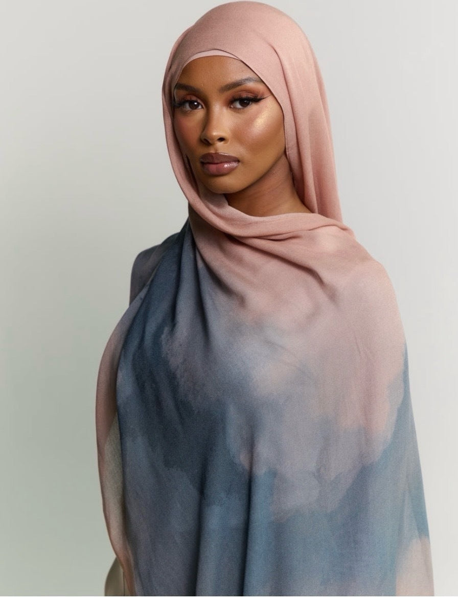 Watercolor Series Satin Polyester Ethnic Shawl