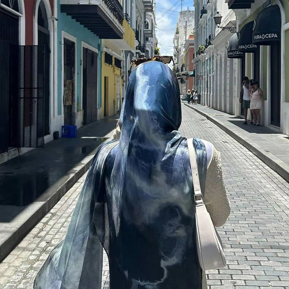 Watercolor Series Satin Polyester Ethnic Shawl