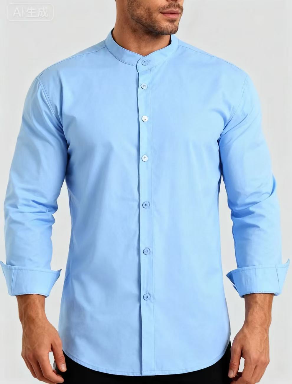Teenage Men's Stand-up Collar Shirt